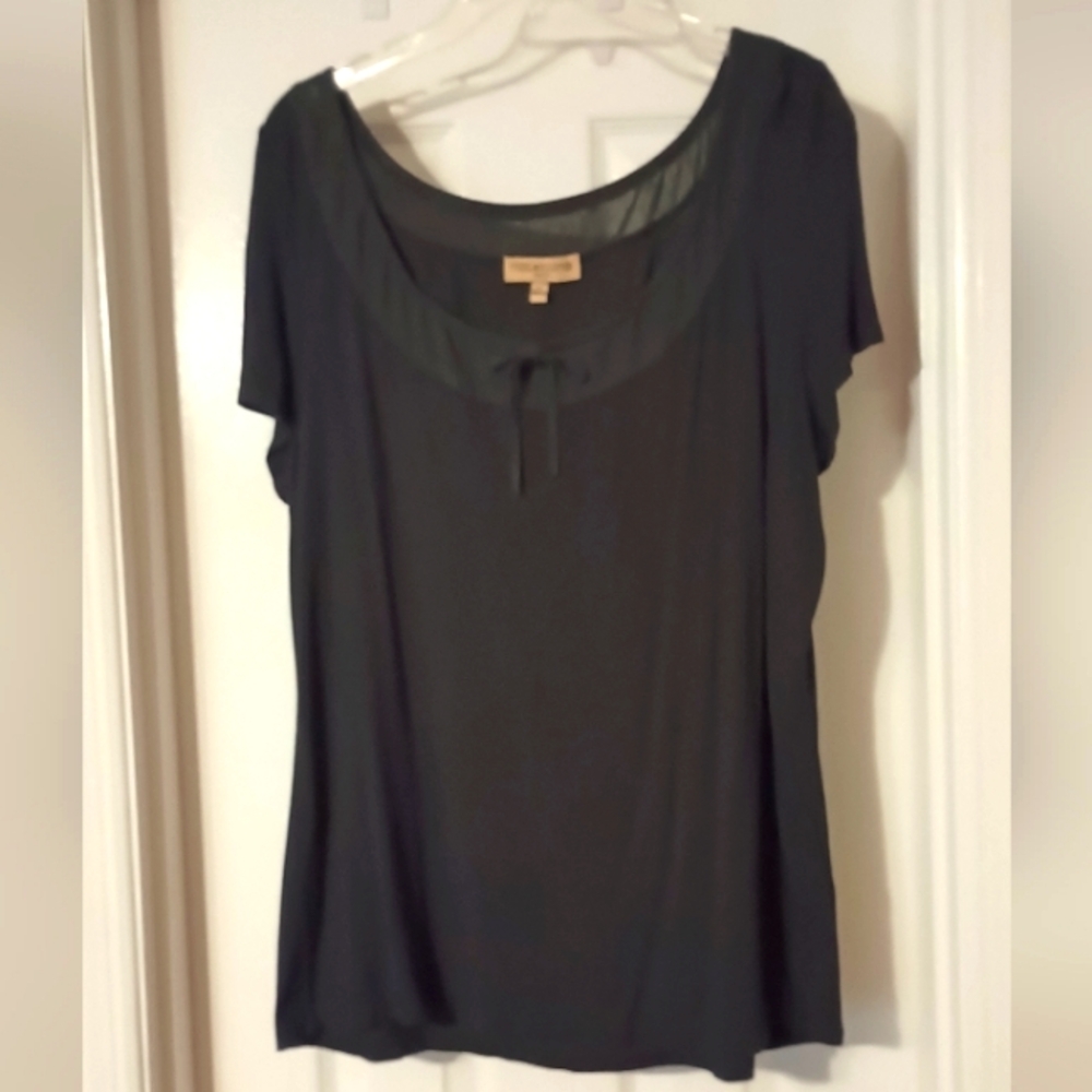 Notations Short Sleeve Black Top 1X